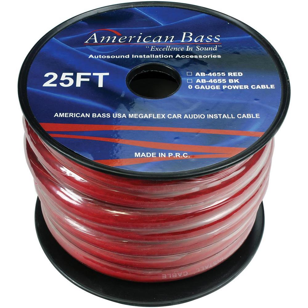 American Bass 0 Gauge Red 25 ft. Roll(AB4655RD25FT)