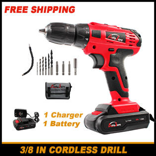 Autojare 20v 18v Cordless Drill Driver Power Tool Li Ion Battery 3 8 In Chuck W Battery