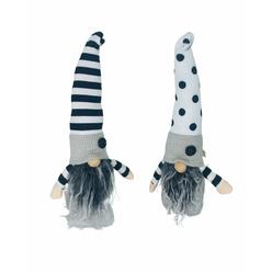MeraVic Gnome Set of 2 Black and White Stripe/Polka Dot 10"