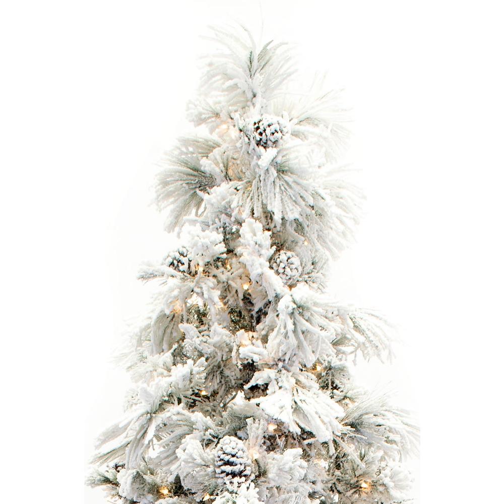 Direct Export 7.5' Flocked Pine Long Needle Prelit Artificial Christmas Tree