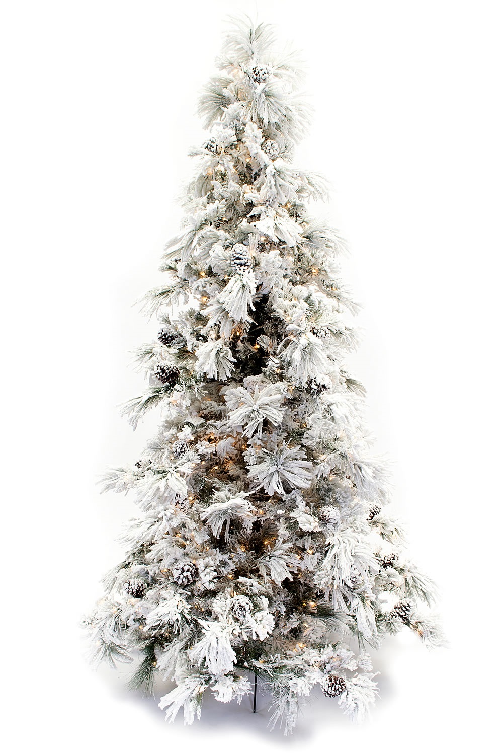 Direct Export 7.5' Flocked Pine Long Needle Prelit Artificial Christmas Tree