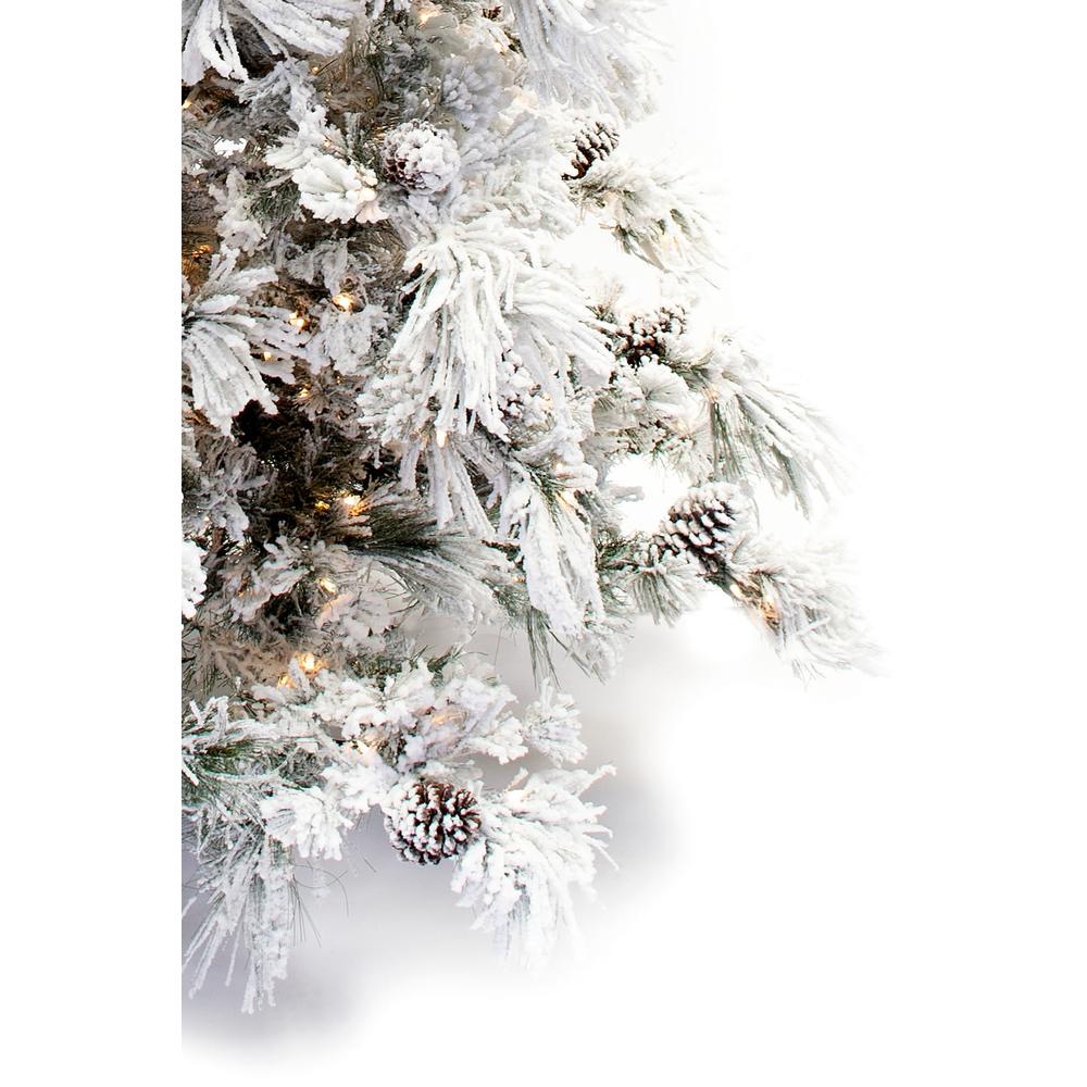 Direct Export 12' Flocked Pine Long Needle Prelit Artificial Christmas Tree