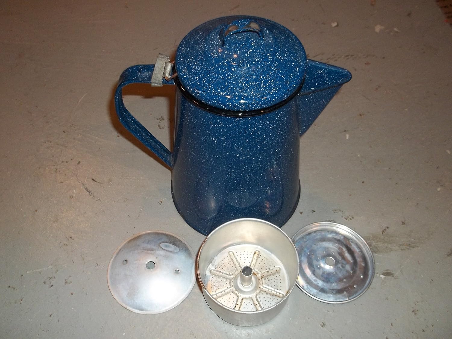 Durable Camping Coffee Pot Camping Blue Enamel Coffee Pot With Perculation