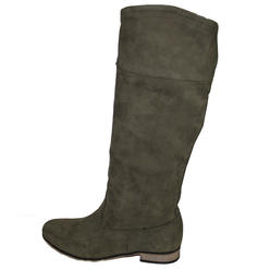Zapato Women, Size EU 39, US 8-8.5, Curved Top Tall Leather Boot, Olive