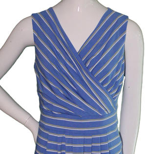 Lands' End Lands End Women XXS (00-0) Petite Sleeveless Fit & Flare Dress, Blue Stripe Lands' End Lands End Women XXS (00-0) Petite Sleeveless Fit & Flare Dress, Blue Stripe