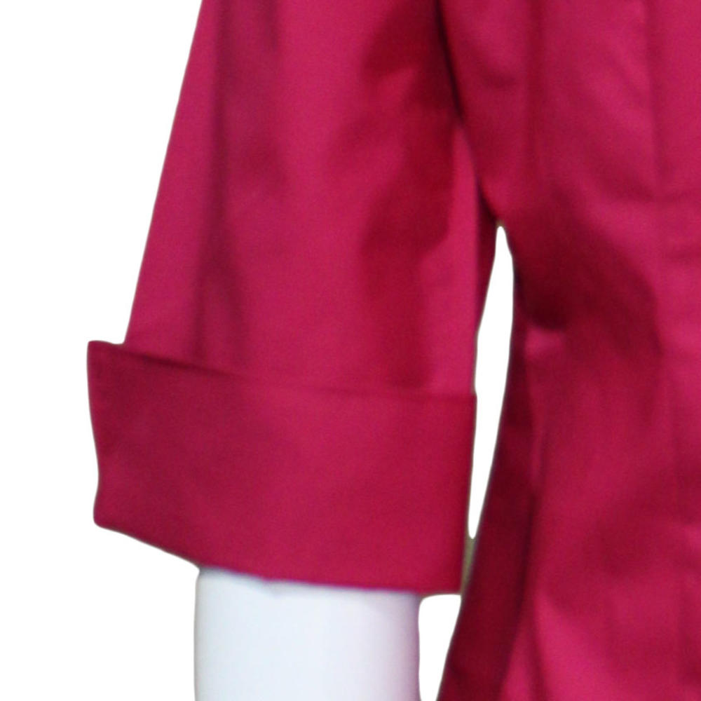 Lands' End Lands End Women Size 00 Petite, 3Q Sleeve Broadcloth Shirt, Crimson Currant Red
