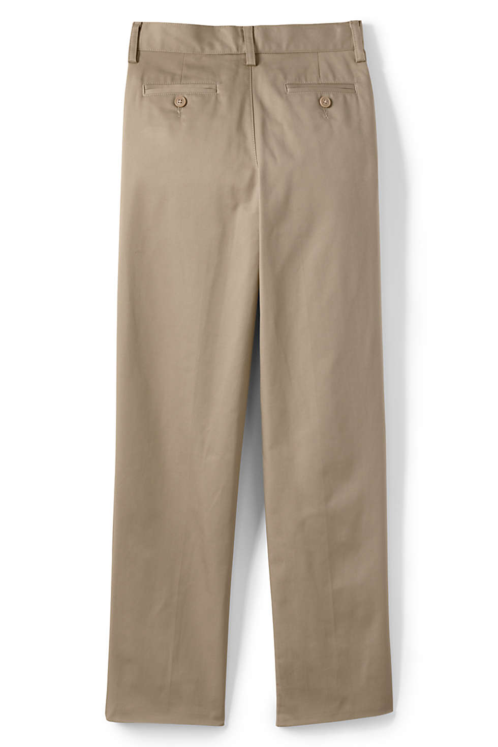 Lands' End Lands End Uniform Boys Size 20, 27" Inseam Cotton Plain Front Chino Pant, Khaki