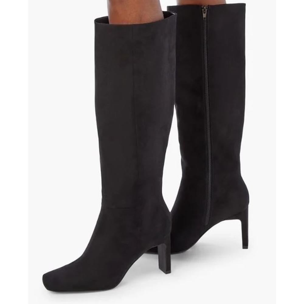 JUSTFAB EVELYN Women's Size US 7.5 E, Tall Heeled Boot, Black Faux Suede New without Box