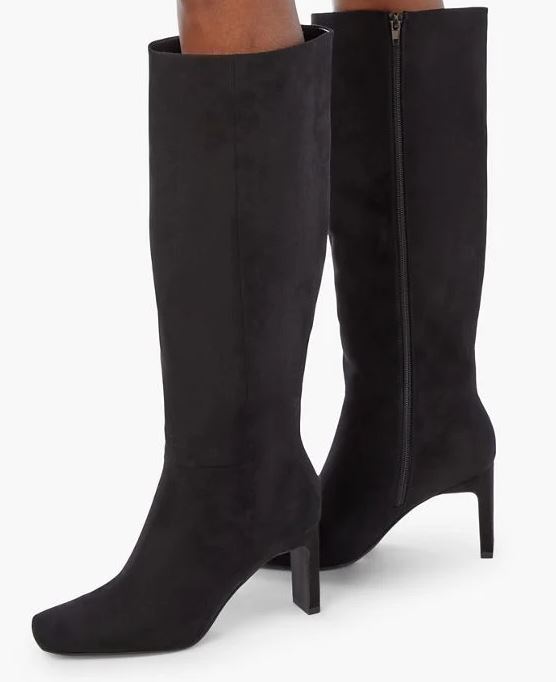 JUSTFAB EVELYN Women's Size US 7.5 E, Tall Heeled Boot, Black Faux Suede New without Box