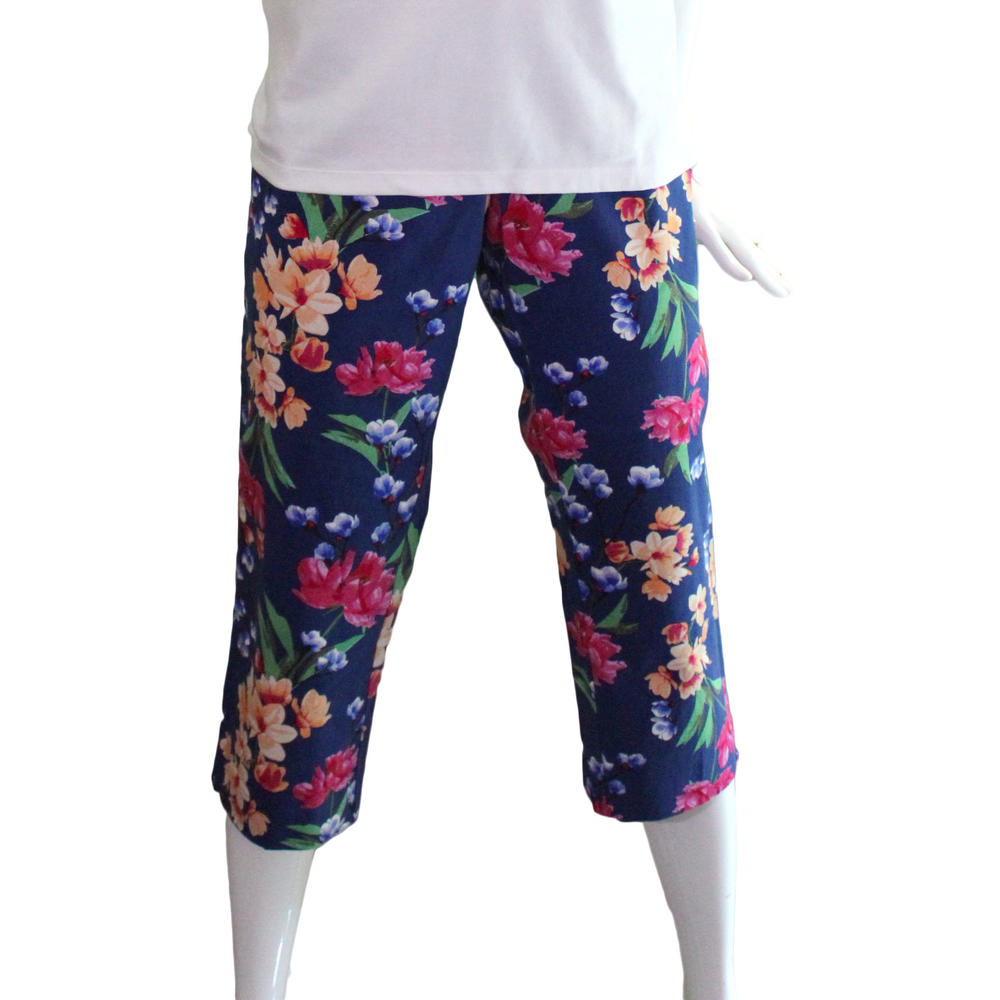 Lands' End Lands End Women Size 16 Petite, Chino Crop Pants, Botanical Floral Print