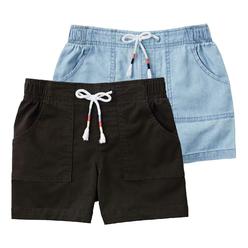 Member's Mark 2-PACK Girl's 14/16 Elastic Waist Woven Shorts, Black(1) Blue(1)