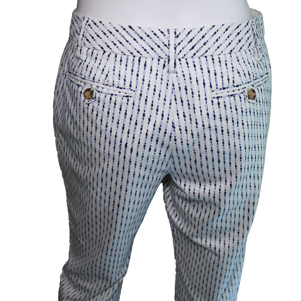 Lands' End Women's Size 4 Petite, Chino Crop Pants, Cloud Blue-White Stripes