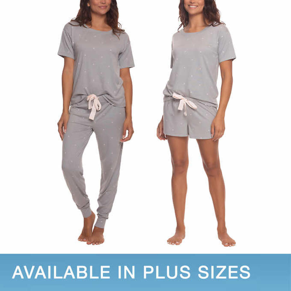 Felina Ladies' Size Large, 3-piece Lounge Pajama Set, Gray Stars