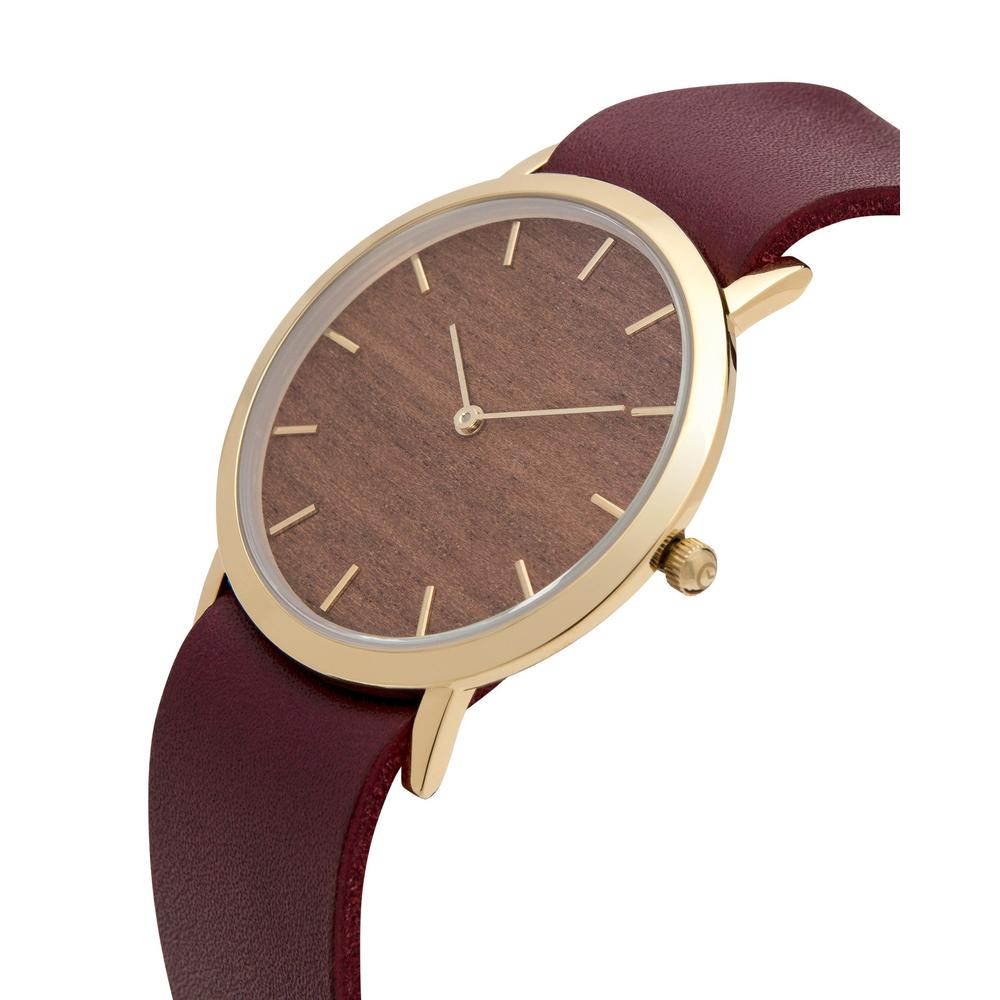 analog watch co. Makore Wood Classic Watch Cherry Leather