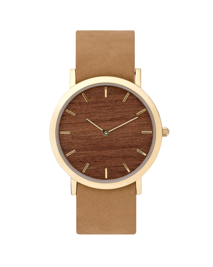 analog watch co. Makore Wood Classic Watch Tan Leather