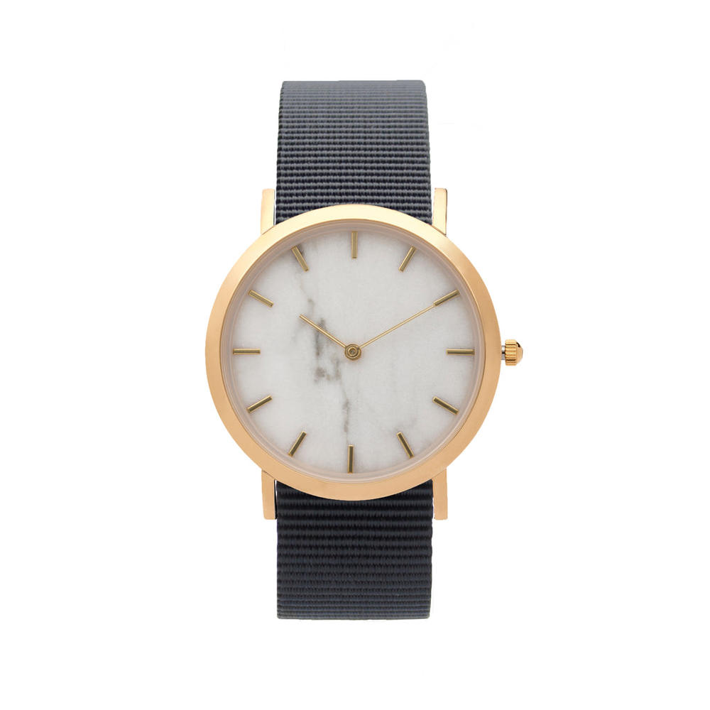 analog watch co. White Marble Classic Watch Black Nylon