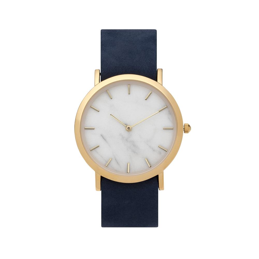 analog watch co. White Marble Classic Watch Cherry Leather