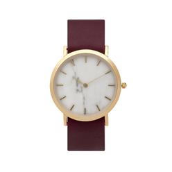 analog watch co. White Marble Classic Watch Navy Leather