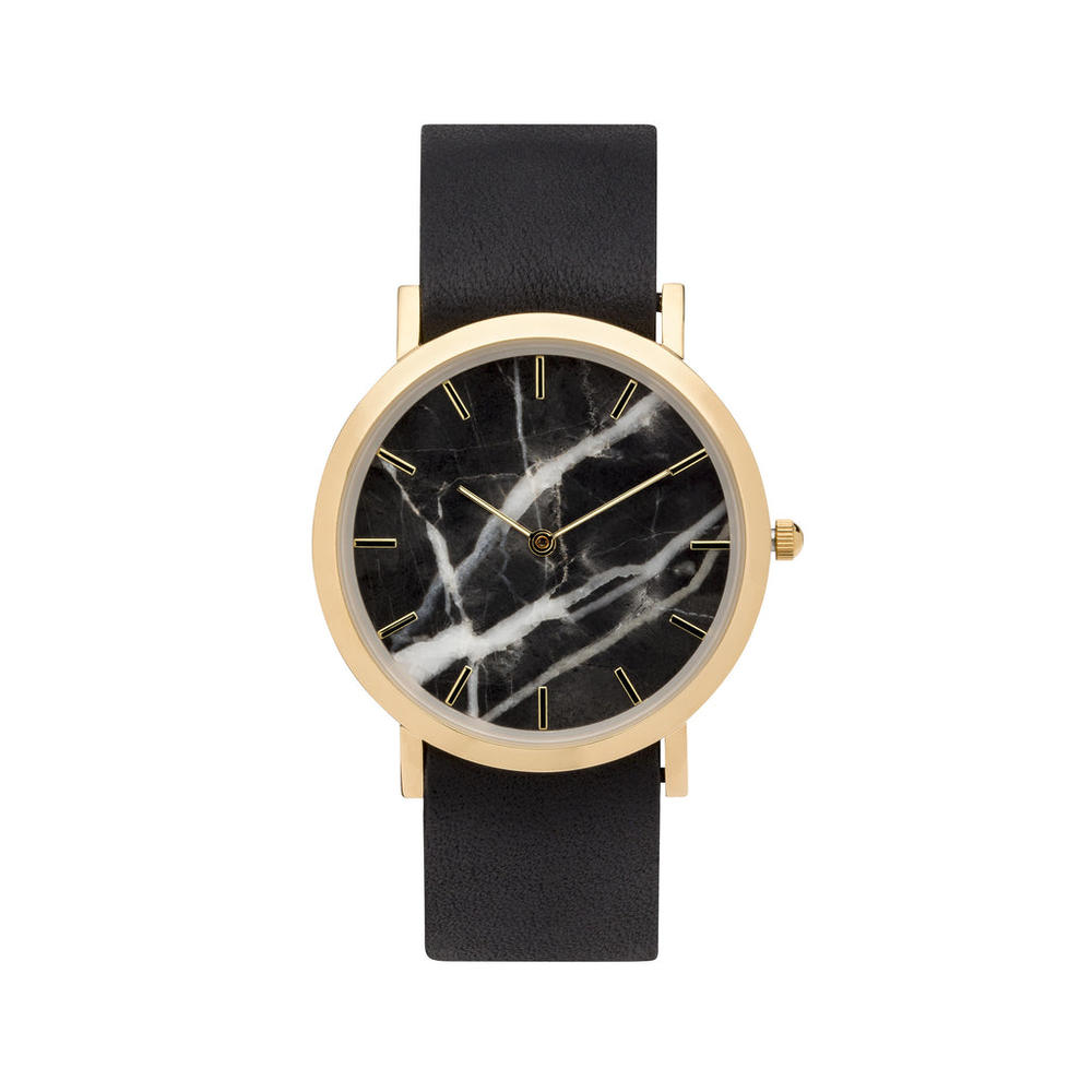 analog watch co. Black Marble Classic Watch Black Leather