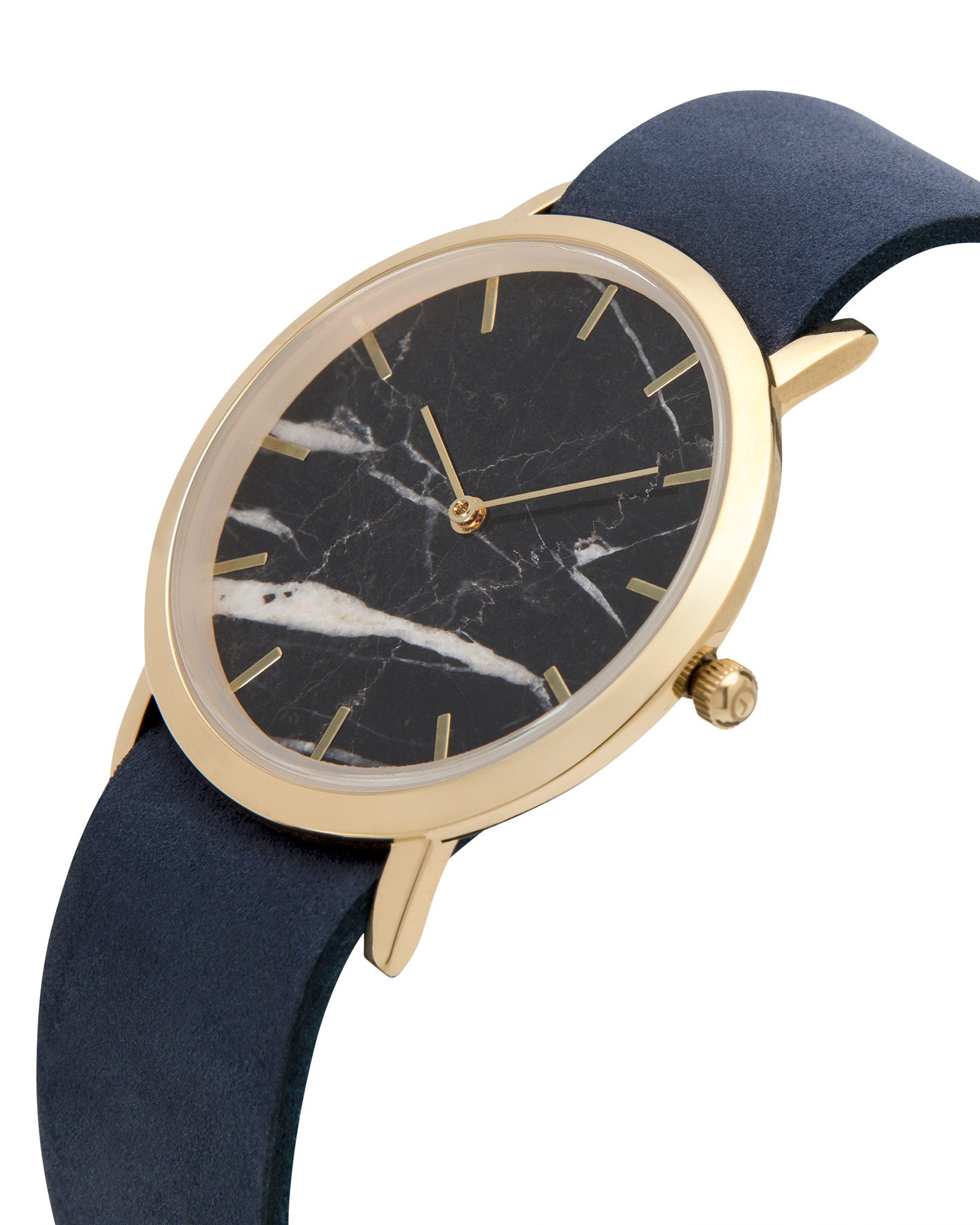 analog watch co. Black Marble Classic Watch Black Leather