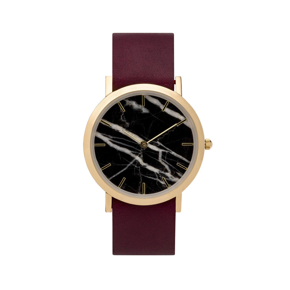 analog watch co. Black Marble Classic Watch Cherry Leather
