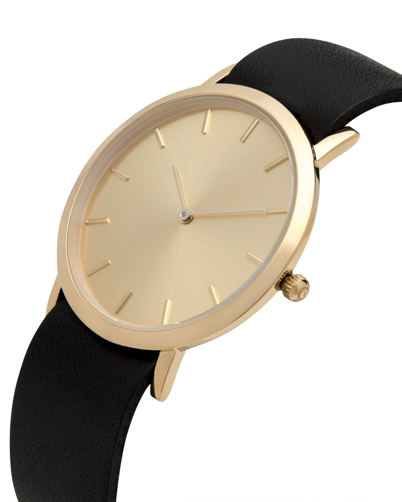 analog watch co. Gold Classic Watch Black Leather