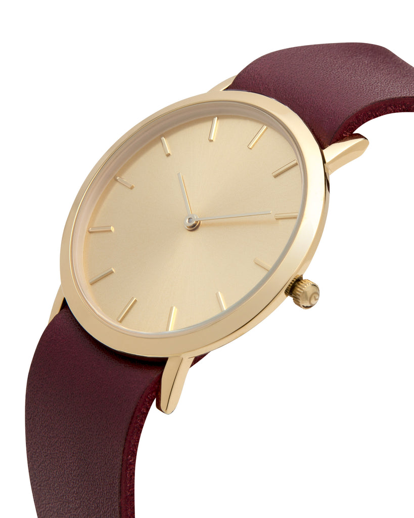analog watch co. Gold Classic Watch Cherry Leather