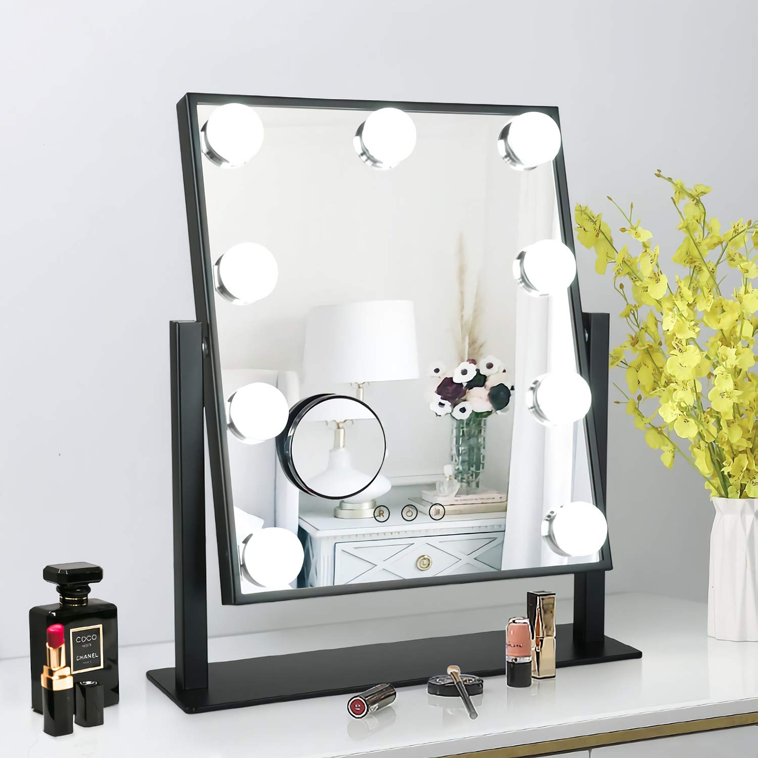 Generic Bsle Hollywood Vanity Mirror, Tabletop Lighted Mirror