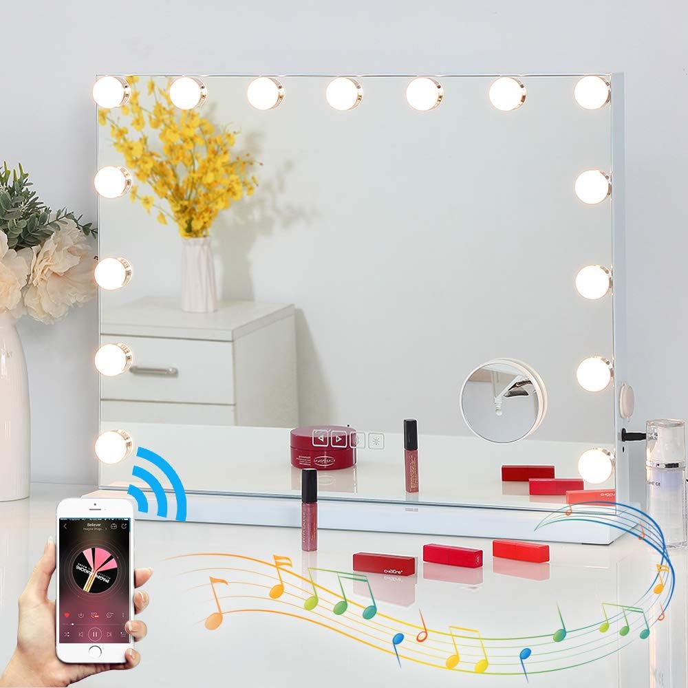 Fenair Makeup Mirror With Lights And, Vivien Hollywood Vanity Mirror With Lights And Bluetooth Speaker