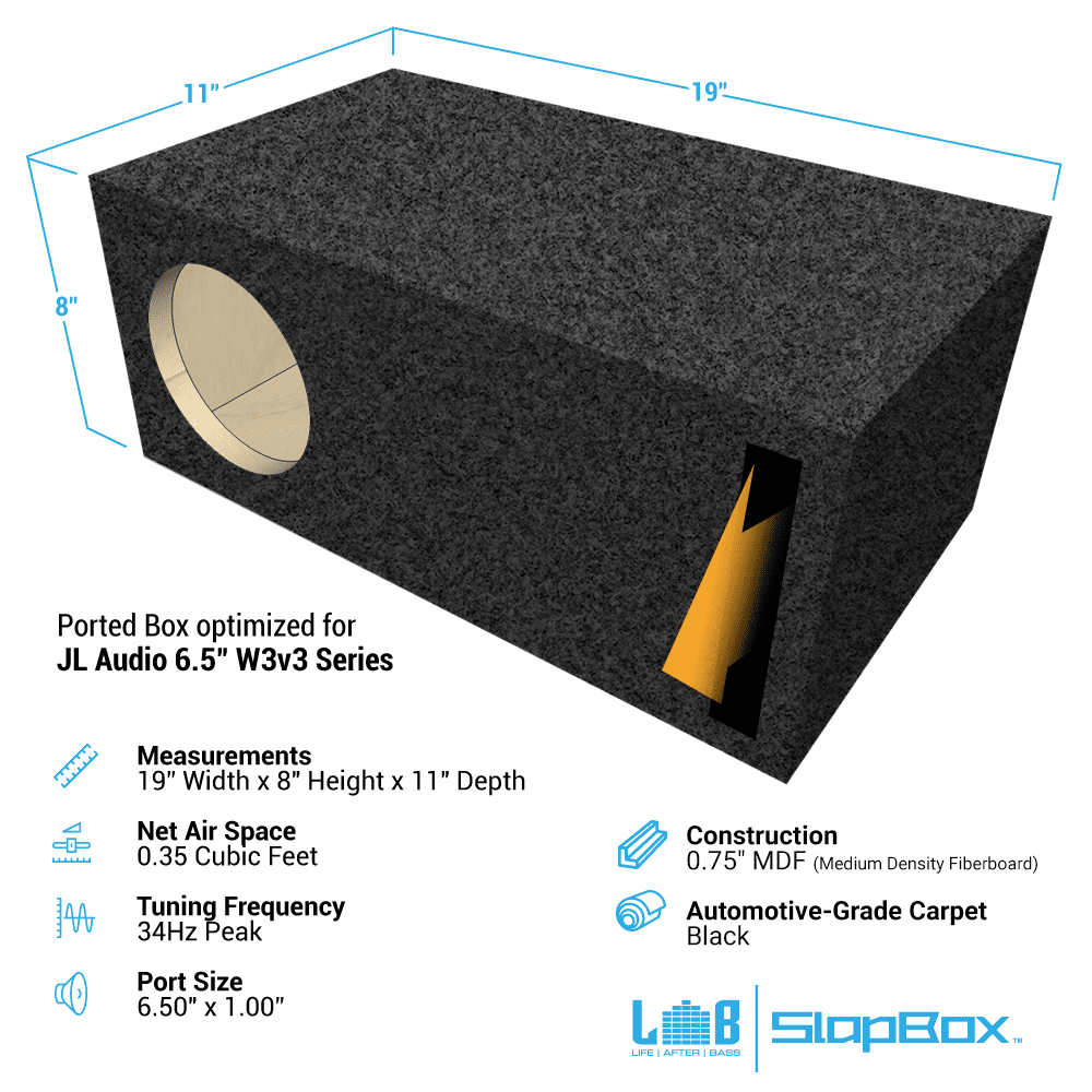 Lifeafterbass Slapboxjlaudio6w3v3 0 35 Ft Ported 34hz Enclosure Box For Jl Audio 6 5 W3v3 4 Car Subwoofer Lifeafterbass Slapboxjlaudio6w3v3 0 35 Ft Ported 34hz Enclosure Box For Jl Audio 6 5 W3v3 4 Car Subwoofer
