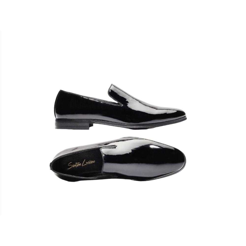 Santino Luciano Men Santino Luciano Formal Shoes Patent Leather Shiny Slip on Loafer C350 Black