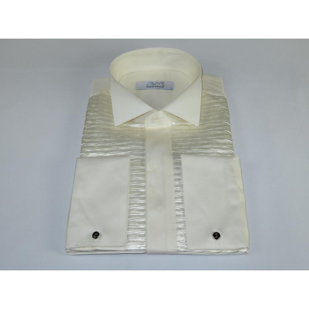 J.Valintin Men's Wear Legend Mens CEREMONIA Tuxedo shiny Shirt 100% Cotton Turkey Slim Fit #stn 17 pta ivory
