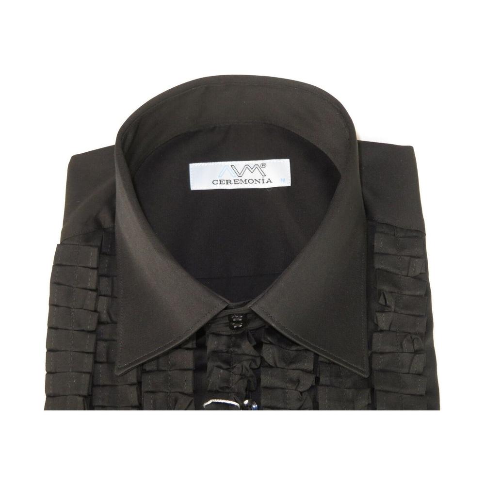 J.Valintin Men's Wear Legend Mens CEREMONIA Tuxedo Ruffle Shirt 100% Cotton Turkey Slim Fit #paris 15 Black