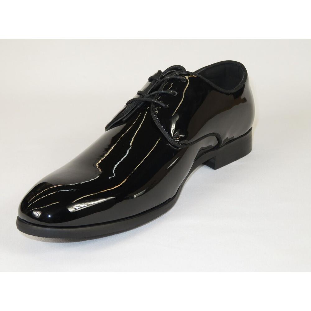 Santino Luciano Men Santino Luciano Formal Dress Shoes Patent Leather Shiny Lace up F414 Black