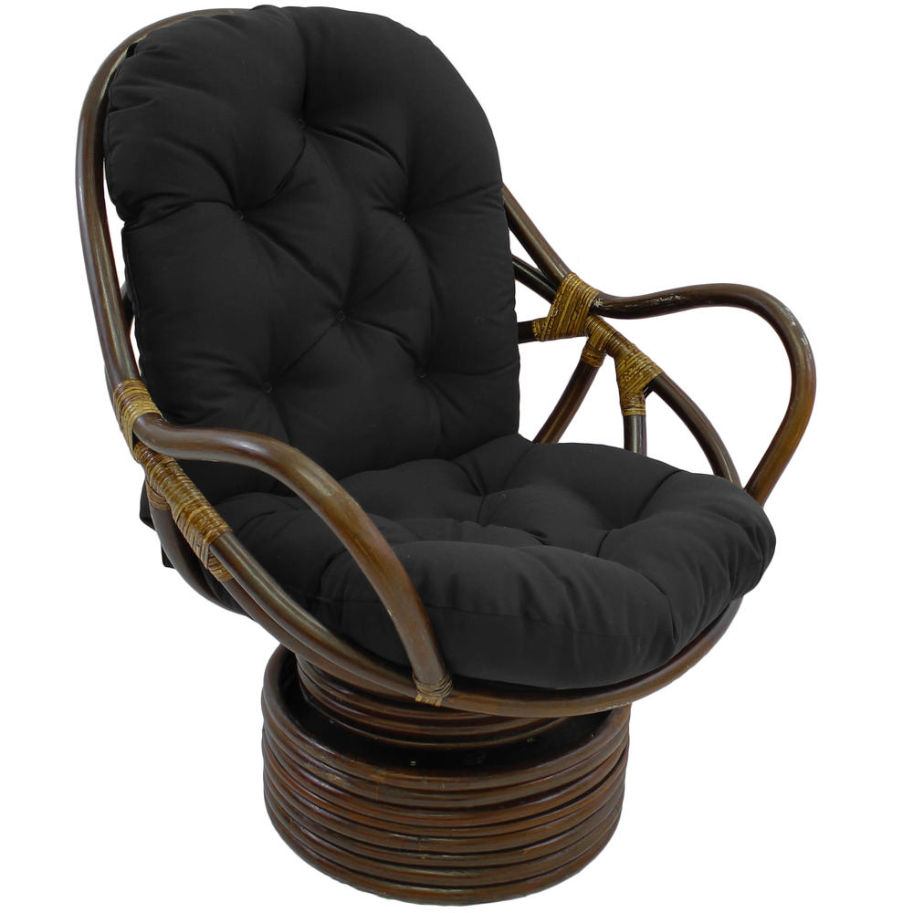 Blazing Needles Solid Twill Swivel Rocker Chair Cushion, Black