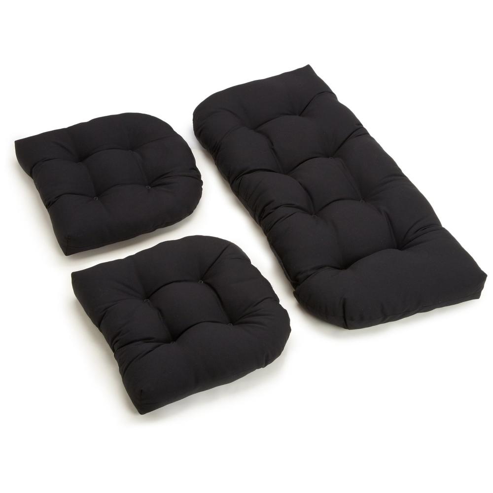 Blazing Needles Twill Settee Group Cushions, Black, Set of 3