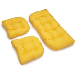 Blazing Needles Twill Settee Group Cushions, Sun Set Yellow, Set of 3
