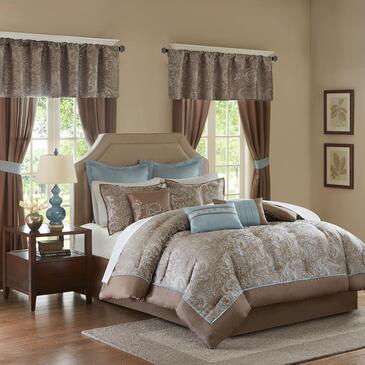 Madison Park Comforter Jacquard Paisley Design Matching Curtains Down Alternative Hypoallergenic All Season Bedding Set King 104 X92 Blue Madison Park Comforter Jacquard Paisley, Bed In A Bag With Curtains King