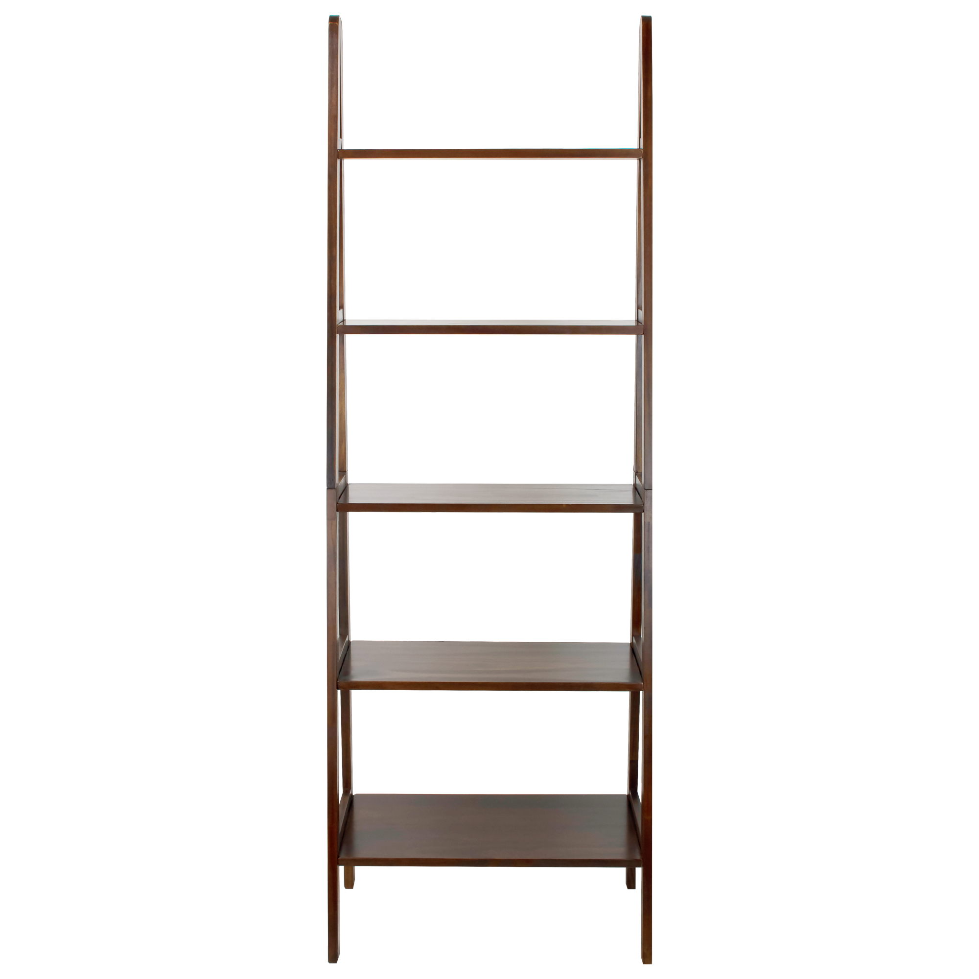 5 Shelf Ladder Bookcase Warm Brown, Casual Home 5 Shelf Ladder Bookcase Warm Brown