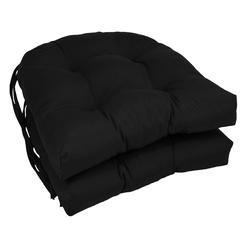 Blazing Needles Solid Twill U-Shaped Tufted Chair Cushions (Set of 2), 16", Black