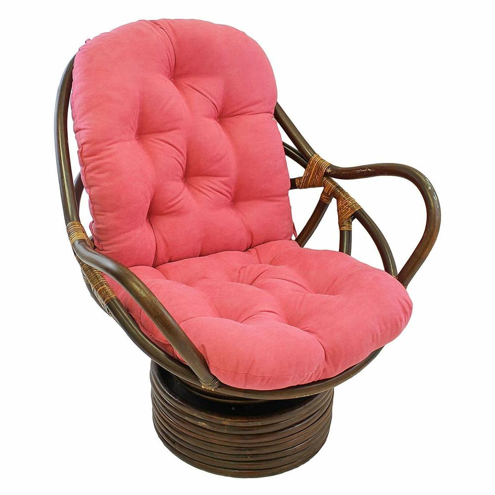 Blazing Needles Solid Microsuede Swivel Rocker Chair Cushion, 48" x 24", Berry Berry