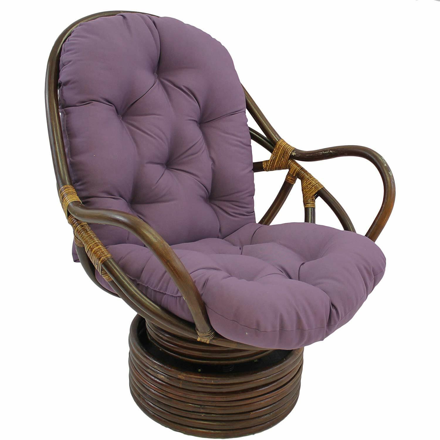 Blazing Needles Solid Twill Swivel Rocker Chair Cushion, 48" x 24", Grape