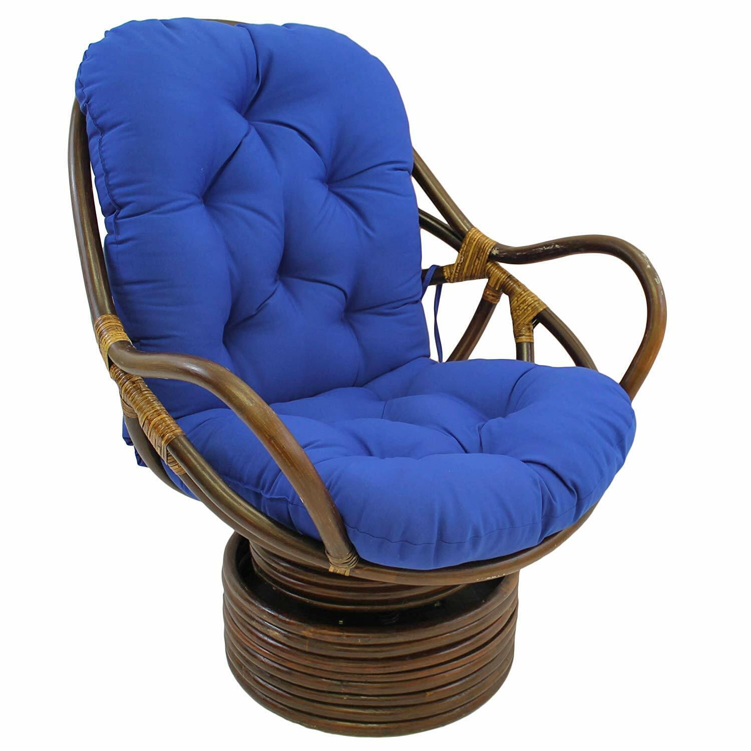 Blazing Needles Solid Twill Swivel Rocker Chair Cushion, 48" x 24", Royal Blue