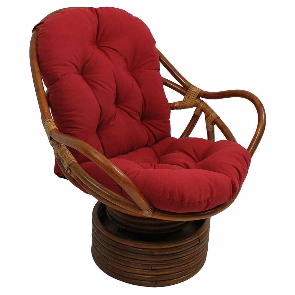 Blazing Needles Solid Twill Swivel Rocker Chair Cushion, 48" x 24", Ruby Red