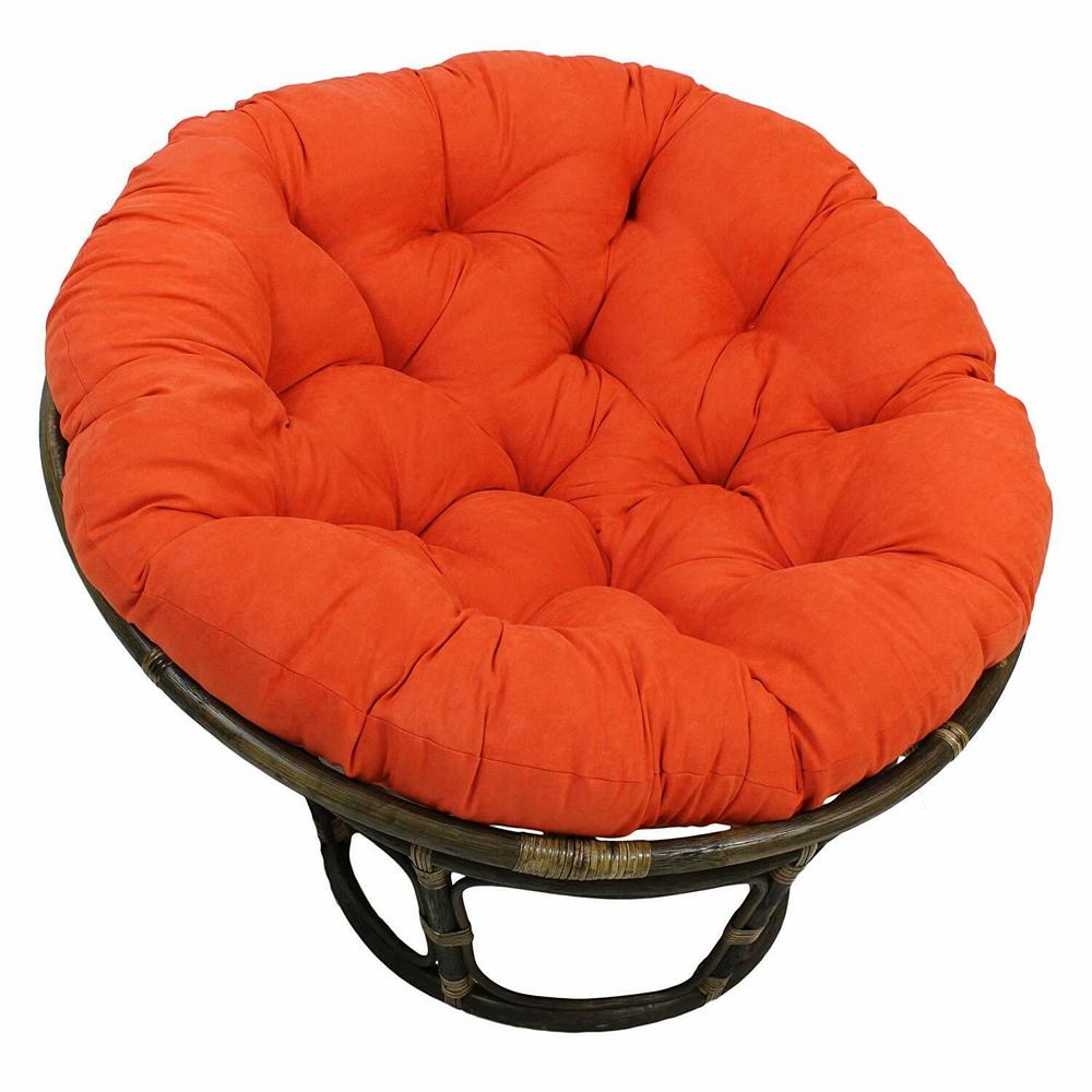 Blazing Needles Solid Microsuede Papasan Chair Cushion, 44" x 6" x 44", Tangerine Dream