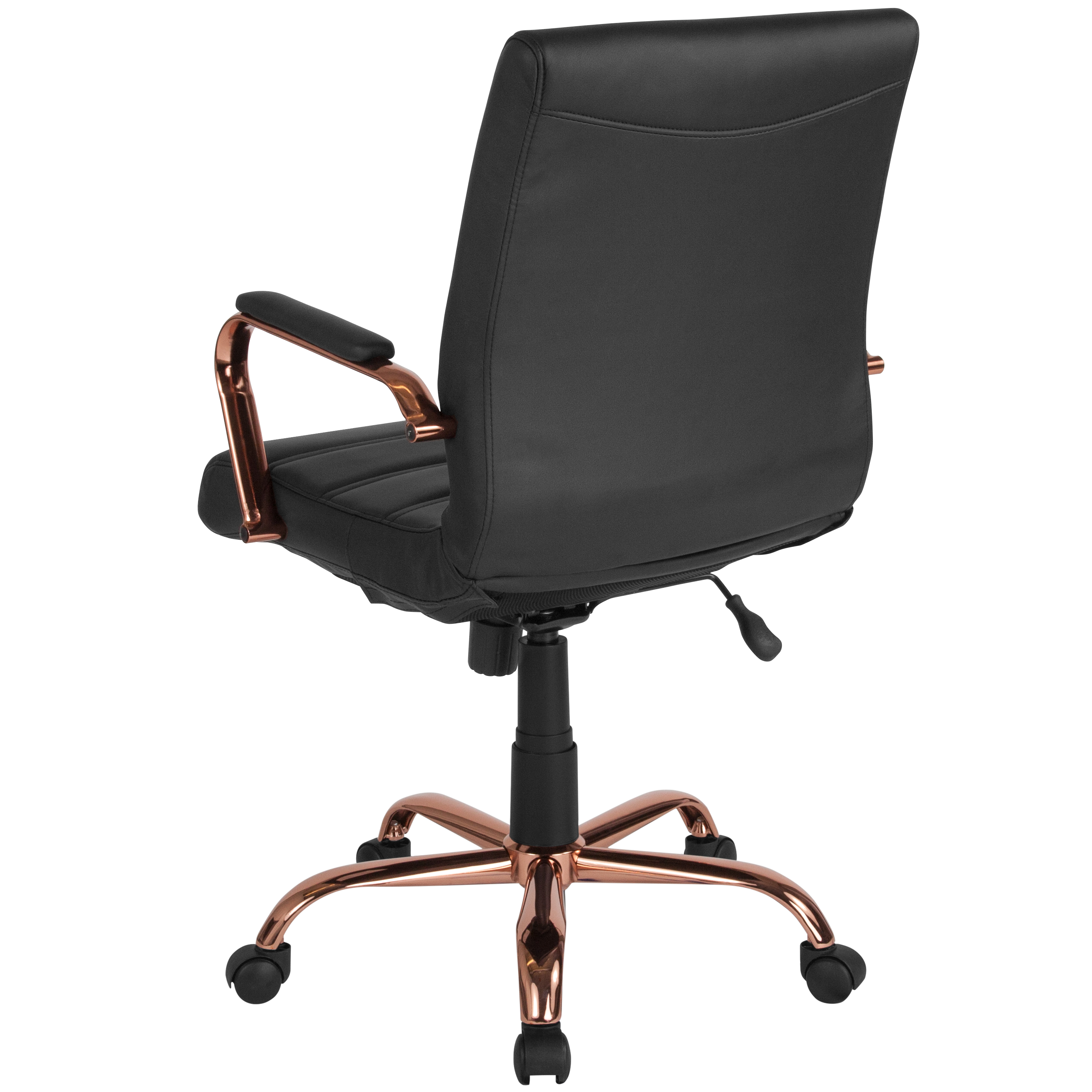 Flash Furniture Mid-Back Black LeatherSoft Executive Swivel Office Chair with Rose Gold Frame and Arms