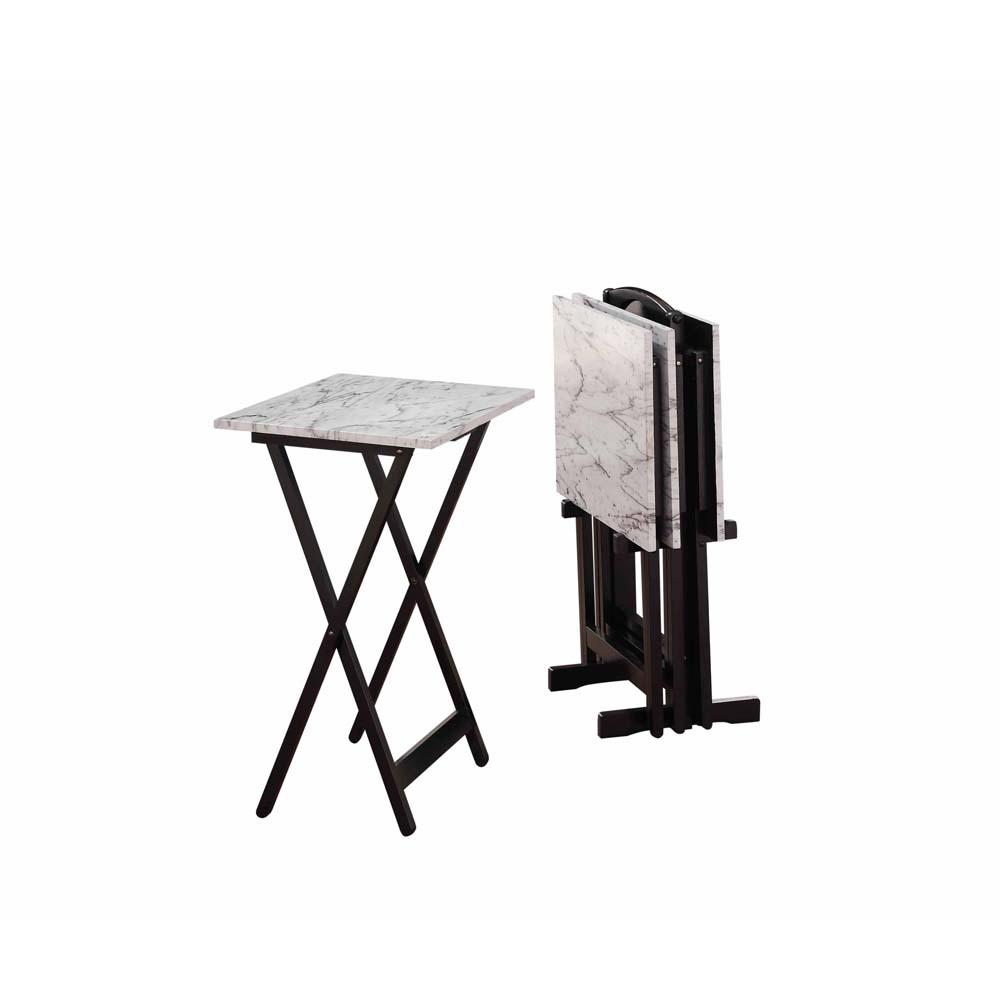 Linon Home Linon Tray Table Set, 15.75"D x 18.9"W x 26.38"H, White
