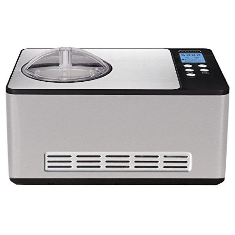 Whynter Ice Cream Maker 2 Quart Capacity Stainless Steel, Built-in Compressor, no pre-freezing, LCD Digital Display, Timer, 2.1