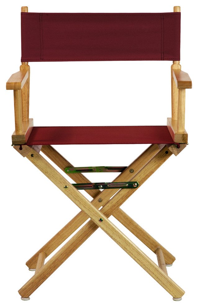 Casual Home 18" Director's Chair Natural Frame, Burgundy Canvas