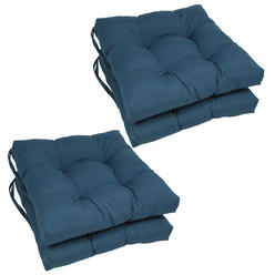 Blazing Needles 16-inch Solid Twill Square Tufted Chair Cushions (Set of 4) - Indigo